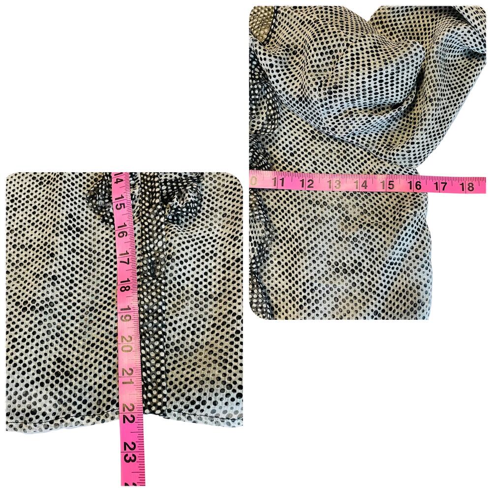 Lida Baday Black & White Silk Polka Dot Sheer Ruffle Blouse Women Sz 2 - Picture 13 of 14